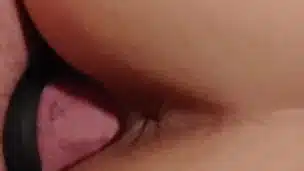 Creampie soaks her grey panties