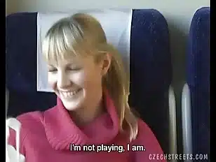 Czech streets Blonde girl in train