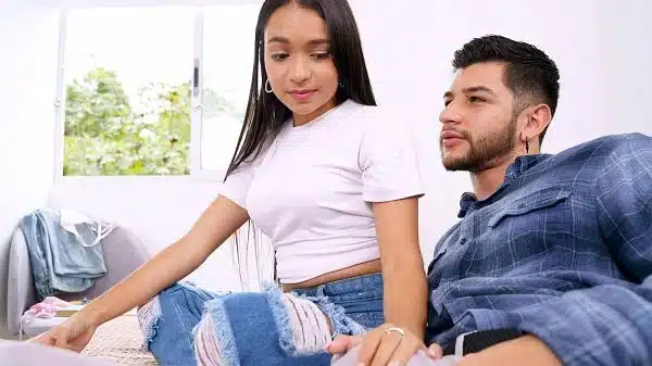 Emma Anturin is a skinny Colombian teen who reads a porno magazine before getting fucked by hung a stud.