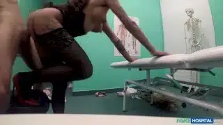 Fake Hospital – MILF in black lingerie ass spreading and pussy fucked