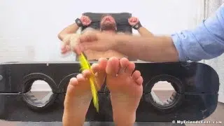 Hairy hunk Daniel S discovers tickles on his size 11 feet