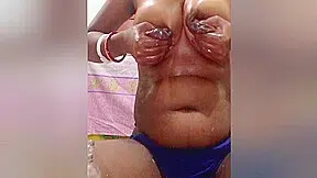 Indian Girl Pressing Her Boobs Oil