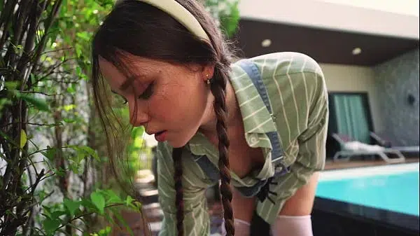 Sexy Gardener Gets Fucked Hard in the Garden by the Boss