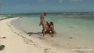 Angelina Love And Sabrina Sweet Fuck Lucky Dude On Beach
