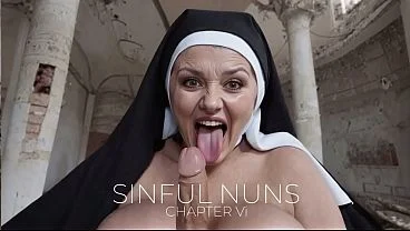 POV. A cheerful elderly nun missed having a dick. Blowjob and cumshot.