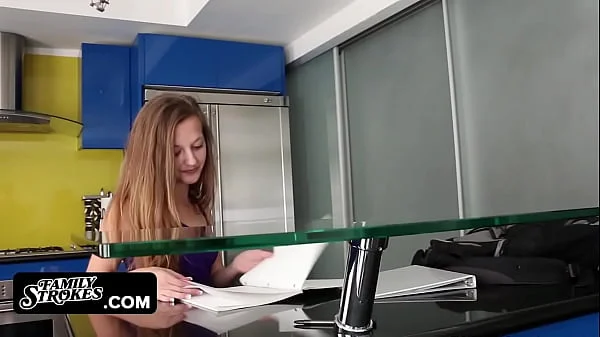 Young babe Marissa Mae rides her stepdaddys big cock