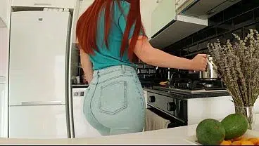 My Step Mom offers her big round ass for breakfast
