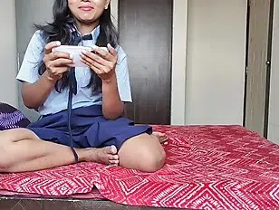 College girl was going to study when her step uncle&#’s son fucked her