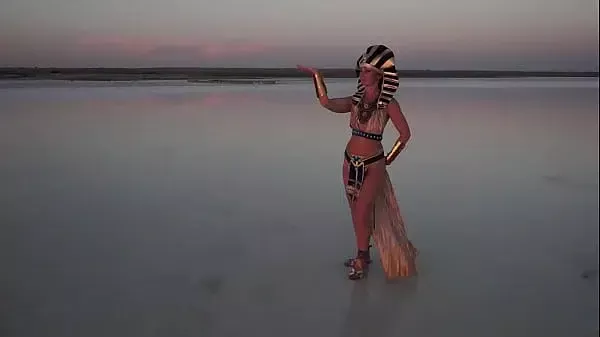 Walk seminude by salt-lake Elton in Egypt style