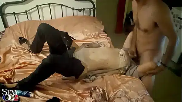 1884 – Amateur Slut, Zebra Satin Corset, White Satin Panties, Black Leather Pants, Ass Licking, Rimming