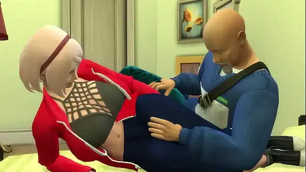 Anime ecchi Cap 3 Master roshi meets his new friend sakura and went to her room to fix her pc and ends up fixing her ass by giving it hard