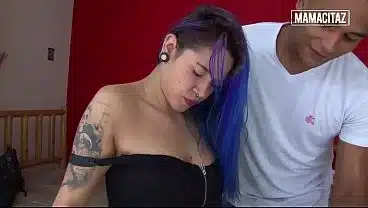 Curvy Inked Latina Gives Standing Blowjob… Can’t Stop Gagging