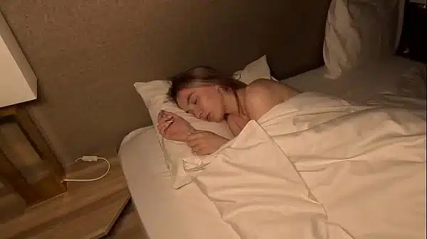 Cute sex after sleep ended with a breast cumshot