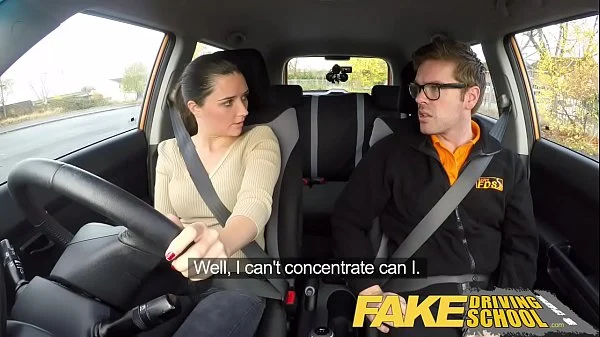 Fake Driving School – teen who just cannot drive the car frustrates the teacher and ends up in the back of the car with his cock inside her little pussy