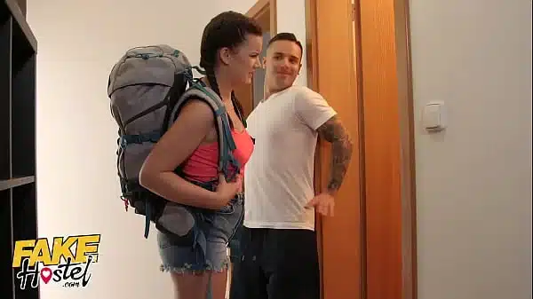 Fake Hostel Brunette Babe Little Eliss Secretly Fucked by Room mate