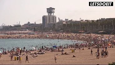 Public Pickup on a Crowded Beach Promenade… Tanned Brunette Agrees to Go Home and Get Fucked by a Stranger