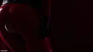 sexy MILF with hot NATURAL BOOBS wearing LATEX Hallooween costume teasing