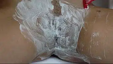 Shaving a landing strip! Intimate pussy trimming! Hairy pussy close-up!