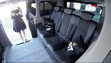 Slim Inked Blonde in Blue Dress Teased With Porn in a Van… She’s Ready to Get Fucked Hard