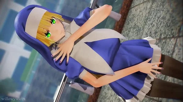 Animación 3D – Chica disfrazada de monja con tetas grandes bailando