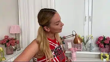 Cheerleader pussy eating, anal licking and toy play with Una