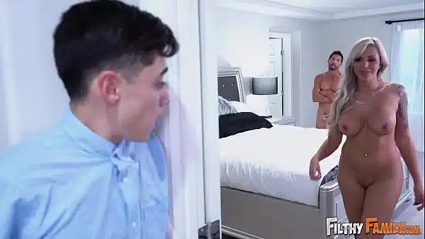 FILTHY FAMILY – Big Tit Stepmom Helps Dorky Dude Become A Man By Riding His Dick In FFM Threeway