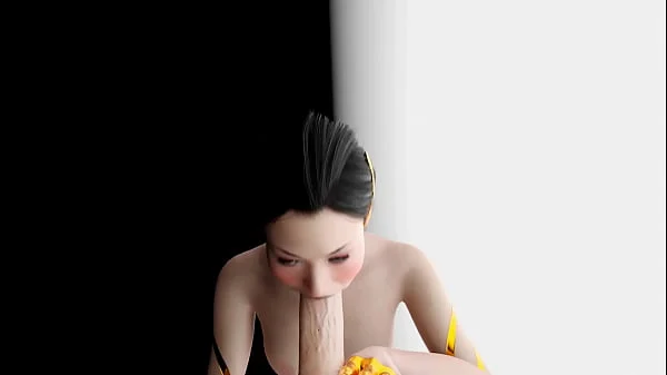Hanako Arasaka sucks a big cock and jerks it off in amazing animation!