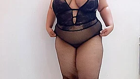 Indian Cam Show In Fishnet Lingerie With Bbw Chubby And Huge Boobs