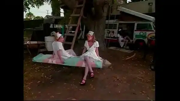 Lusty rug munchers enjoy their pussies checked in nurse fantasy 3some