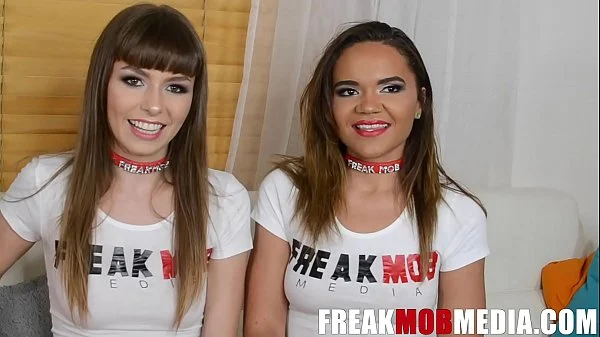 Two sluts shared my big dick real sloppy blowjob