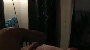 Beautiful shot of pretty thick girl with strap on with cum all over her body