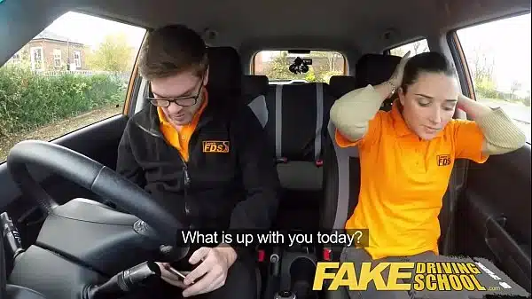 Fake Driving School – tiny British petite teen creams all over her teachers cock
