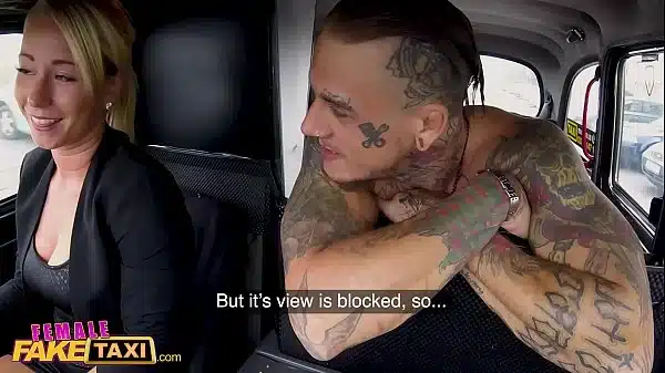 Female Fake Taxi Inked man has beautiful driver randy