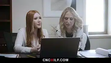 Horny Boss Freeuses New Female Employee While Experienced Coworker Watches and Joins In