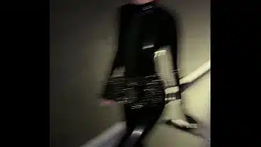 Rave slut in shiny latex takes dick after the club
