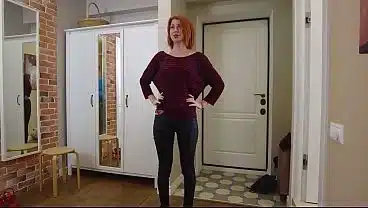 Rina Ray Redhead Amateur Perky Tits & Braces Plays Dress Up